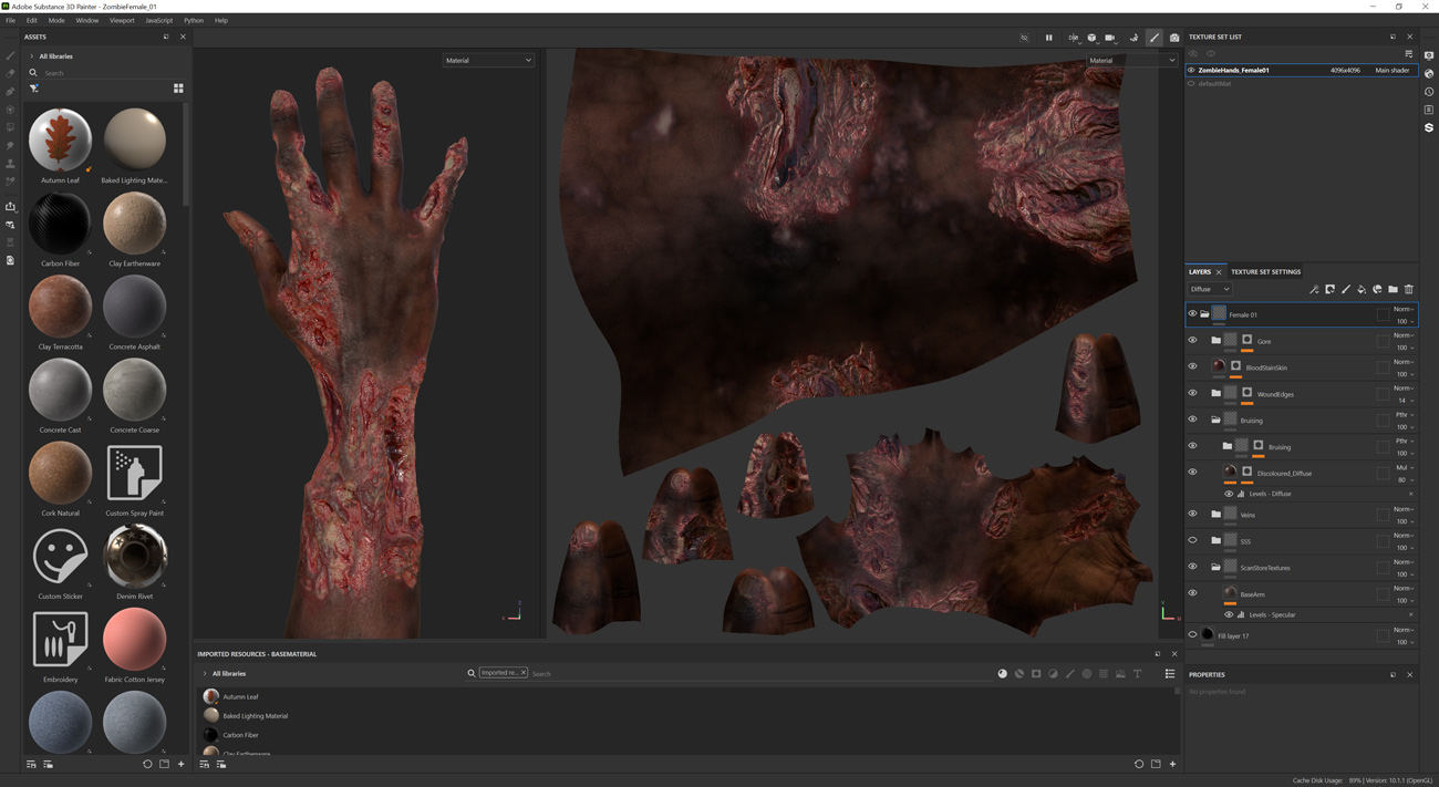 substance painter 3d hand scene